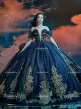Cargar imagen en el visor de la galería, Hermoso Vestido de XV Hidden Sea tono Azul Marino o Navy by Ragazza ME