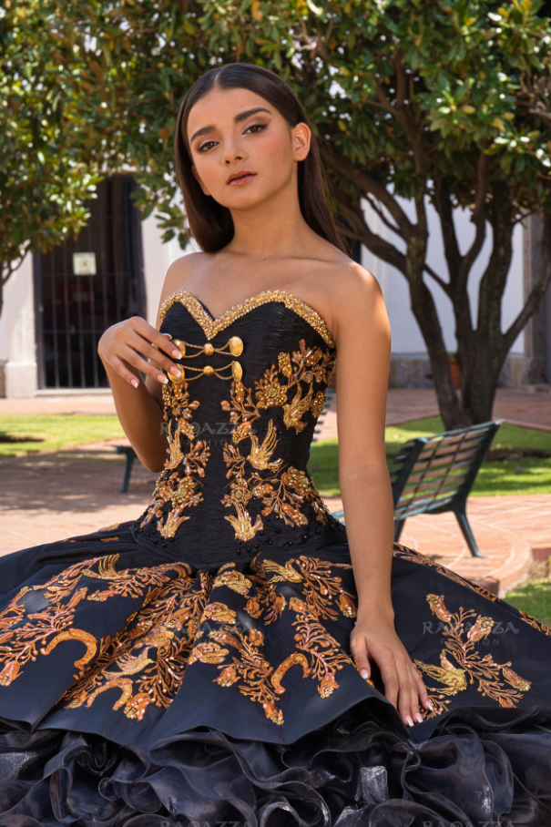 black and gold 15 dress Quinceanera Dress 1839 By Dancing Queen Black/Gold / XSmall main image 0