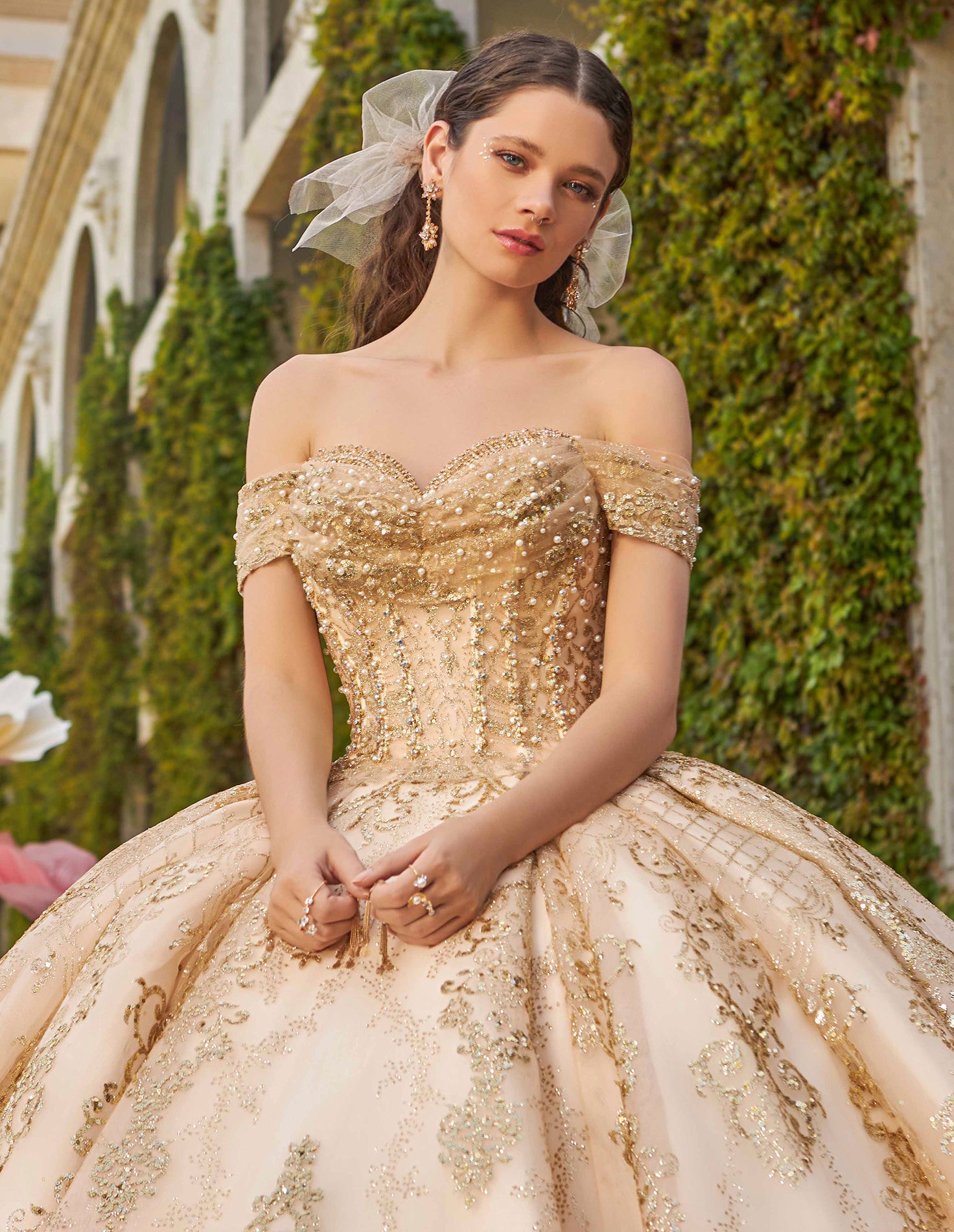 vestidos de 15 dorados