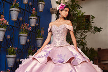 Cargar imagen en el visor de la galería, ULTIMAS PIEZAS PROMOCION XV Vestido tipo Mexicano Negro Rosa Cuarzo con Plata  para tus Quince Años