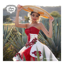 Cargar imagen en el visor de la galería, Vestido de Quince Años Charro Blanco con Rojo