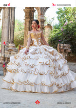 Cargar imagen en el visor de la galería, Vestido Charro Ivory con Dorado
