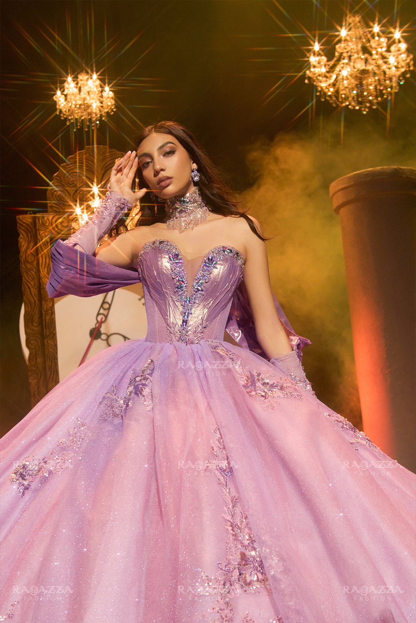 Vestido Nueva Coleccion XV 2025 Mauve (lila suave)  con Oro Ragazza Epiphany