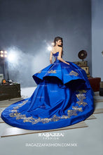 Cargar imagen en el visor de la galería, Promoción Ultimo Vestido Azul Rey con Dorado. Desmontable
