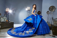 Cargar imagen en el visor de la galería, Promoción Ultimo Vestido Azul Rey con Dorado. Desmontable
