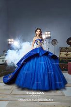 Cargar imagen en el visor de la galería, Promoción Ultimo Vestido Azul Rey con Dorado. Desmontable
