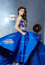 Cargar imagen en el visor de la galería, Promoción Ultimo Vestido Azul Rey con Dorado. Desmontable
