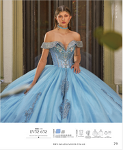 Cargar imagen en el visor de la galería, Vestido Azul Cielo con Manga caida para Quinceañera
