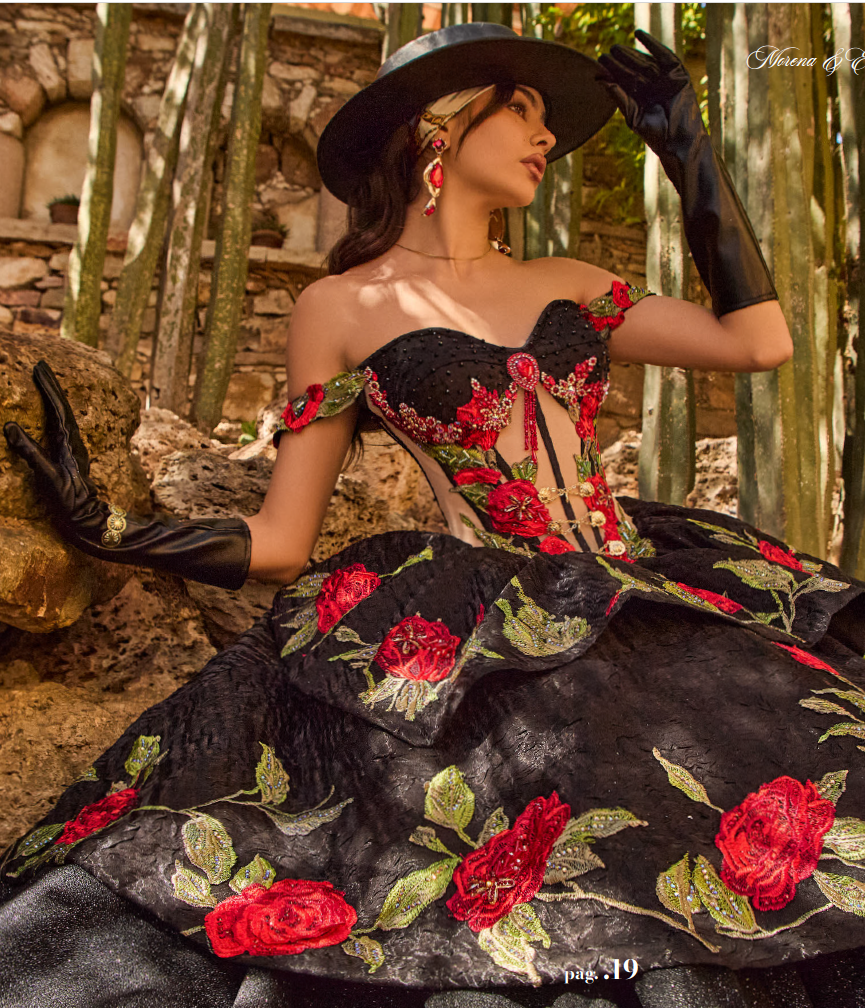 Vestidos Regionales Vestidos De Xv Mexicanos Bordados Elegant Black  Quinceanera Dress: Mexican Charro Style, Colorful