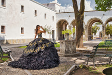 Cargar imagen en el visor de la galería, Ultimas Piezas. Vestido Negro tipo Mexicano o Charro para Quince Años
