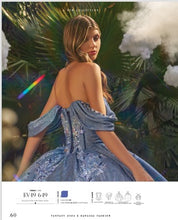 Cargar imagen en el visor de la galería, Vestido Azul para Quinceañera con Manga Caida.
