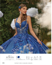 Cargar imagen en el visor de la galería, Vestido Navy / Azul Marino con Capa para Quinceañera
