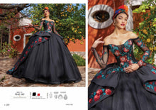 Cargar imagen en el visor de la galería, Vestido Negro tipo Mexicano para Quinceañera Manga Larga
