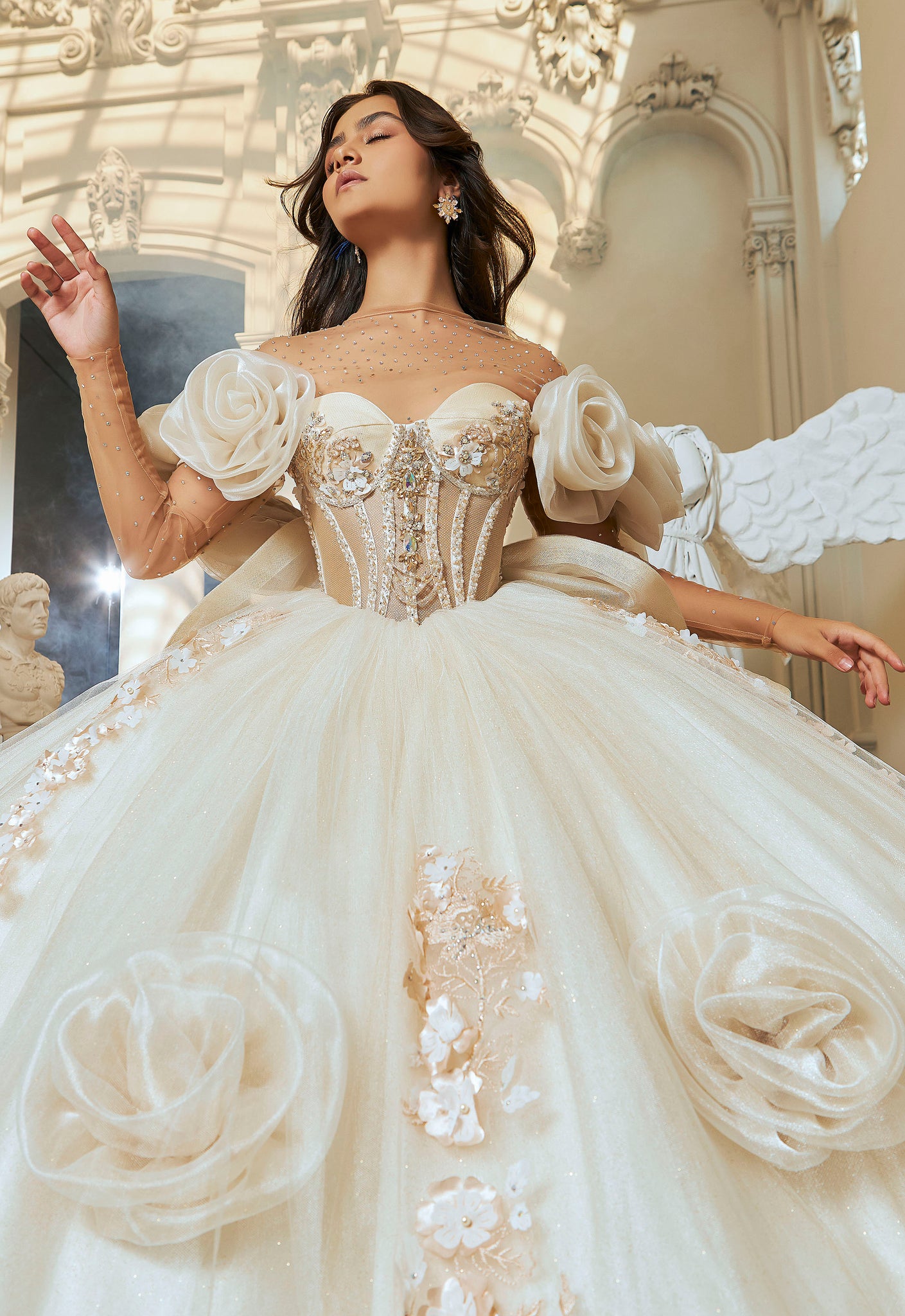 Vestido Ivory con Flores Grandes para Nueva Coleccion Swan by Ragazza