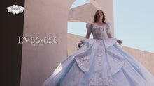 Cargar y reproducir el video en el visor de la galería, Vestido Celeste XV Mangas desmontables Pregunta Promociones
