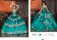 Cargar imagen en el visor de la galería, Vestido Mexicano Verde Esmeralda para Quinceañera. Ultima  pieza talla 9 50+10% OFF
