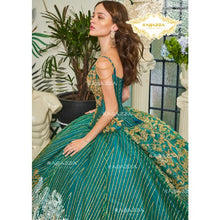 Cargar imagen en el visor de la galería, Vestido Jade con Dorado para XV 50%+10% OFF
