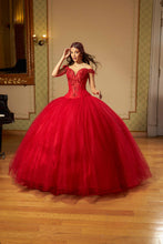 Cargar imagen en el visor de la galería, Vestido Rojo con Capa para Quinceañera  Nueva Colección Ragazza Fashion
