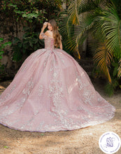 Cargar imagen en el visor de la galería, Vestido Blush para Quinceañera con toques Dorados y Grises.
