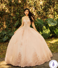 Cargar imagen en el visor de la galería, Hermoso Vestido Blush con Capa para Quinceañeras .
