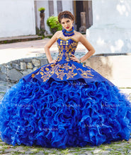 Cargar imagen en el visor de la galería, Vestido de Quince Charro Azul Rey
