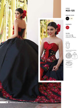 Cargar imagen en el visor de la galería, Vestido de Quince Años Charro Negro con Rojo.
